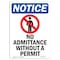 Signmission Sign, 14" H, 10" W, Rigid Plastic, No Admittance Without Sign, Portrait, 1014-V-14370 OS-NS-P-1014-V-14370 - alternate 1